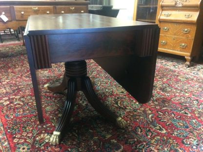 Antique Empire Table, Empire Drop Leaf Table with Brass Feet