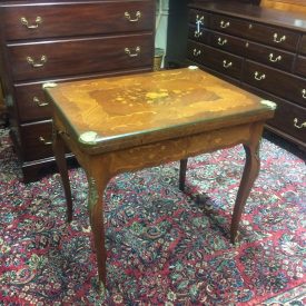 Antique French Games Table, Inlaid Satinwood and Walnut Table