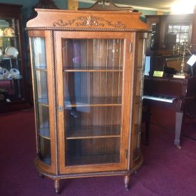 Antique Oak Bowfront Cabinet, Antique China Cabinet, Bowed Glass Cabinet