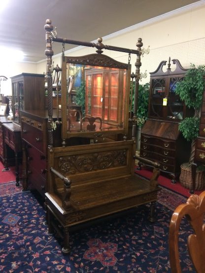 Beautiful Antique Hall Tree in Oak