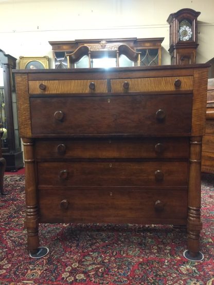 Antique Chest of Drawers, Empire Chest of Drawers, Tiger Maple and Cherry Dresser