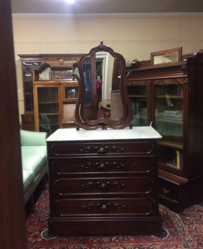 Antique Dresser with Mirror, Victorian Dresser with Marble Top