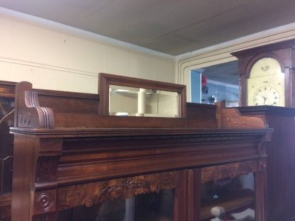 Antique Victorian Bookcase, Walnut Bookshelf with Glass Doors