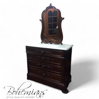 antique dresser with mirrpr photo