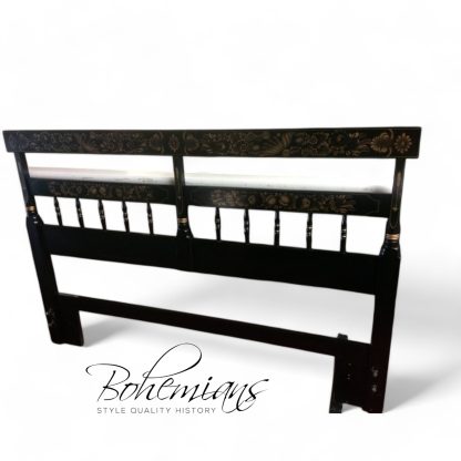 Colonial Style Headboard, Black and Gold Headboard, Hitchcock-Style Headboard