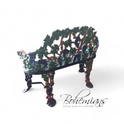 Cast Iron with Grape Vine Motif Garden Bench, Patio Seat, Painted Vines, Branch Armrests - Image 6