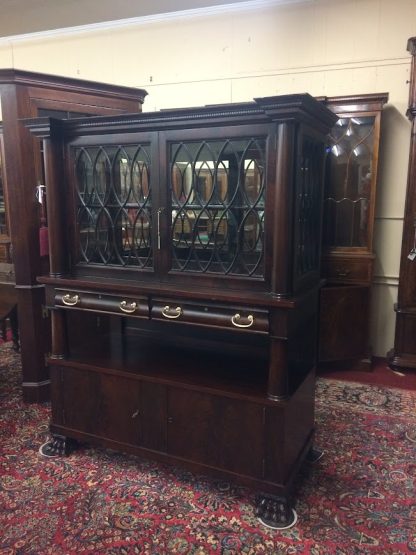 Antique Crystal Cabinet, Antique China Cabinet, Empire Revival Cabinet