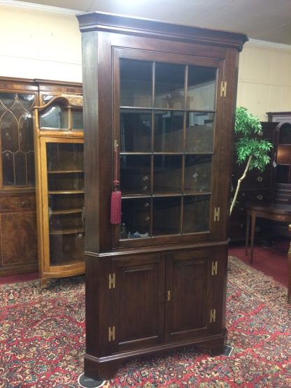 Vintage Corner Cabinet, Henkel Harris Furniture, Mahogany Corner Cupboard