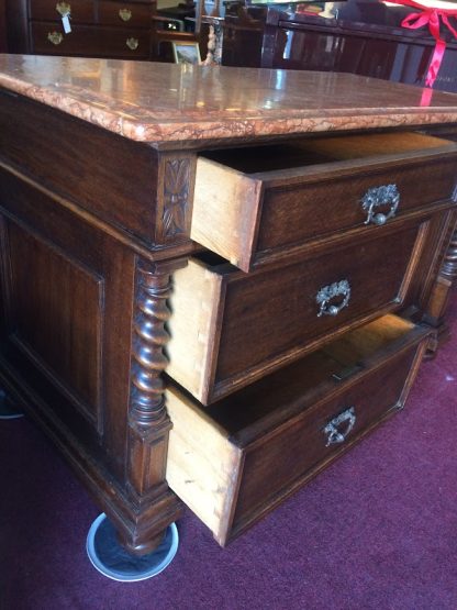 Antique Marble Top Buffet, Oak Buffet with Marble Top - Image 10