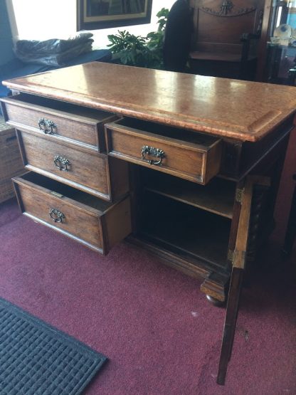 Antique Marble Top Buffet, Oak Buffet with Marble Top - Image 9