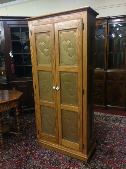 Vintage Oak Pie Safe Cabinet, Pantry Cupboard, Punched Tin Cabinet