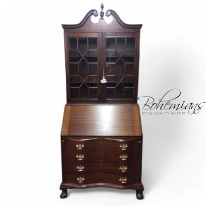 Vintage Secretary Desk with Bookcase Top, Mahogany Secretary Desk