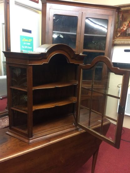 Antique Hanging Wall Cupboard, Walnut Display Cabinet, Small Hanging Cabinet with Glass Doors - Image 3