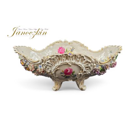 Exquisite Antique Dresden Floral Centerpiece Bowl – Early 1900s - Image 3