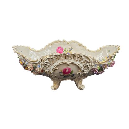 Exquisite Antique Dresden Floral Centerpiece Bowl – Early 1900s - Image 4