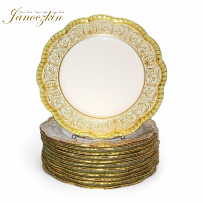 Exquisite Set of 12 Antique Cauldon Gold Gilt Dinner Plates – Made in England - Image 2