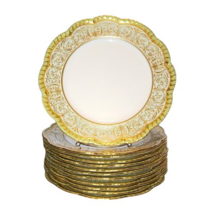 Exquisite Set of 12 Antique Cauldon Gold Gilt Dinner Plates – Made in England - Image 7