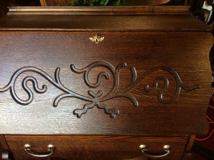 Antique Oak Secretary Desk, Carved Oak Secretary Desk, Art Nouveau Secretary Desk