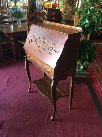 Antique Oak Secretary Desk, Carved Oak Secretary Desk, Art Nouveau Secretary Desk