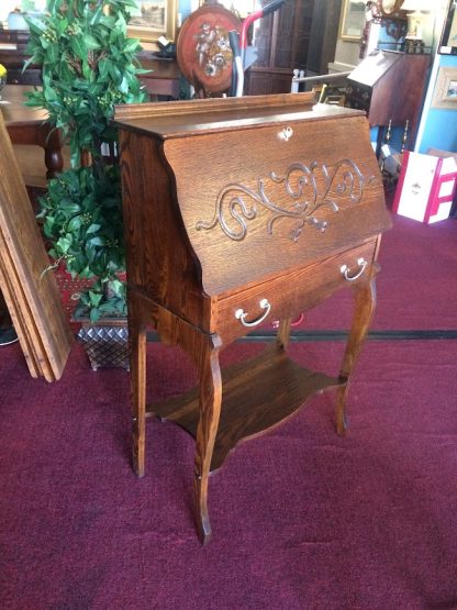 Antique Oak Secretary Desk, Carved Oak Secretary Desk, Art Nouveau Secretary Desk - Image 6