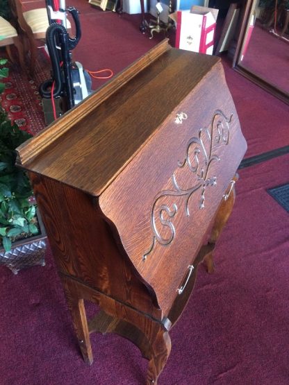 Antique Oak Secretary Desk, Carved Oak Secretary Desk, Art Nouveau Secretary Desk - Image 5