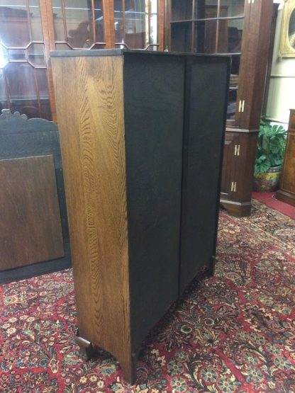 Antique Bookcase, Oak Bookcase, Bookshelf with Glass Doors - Image 6