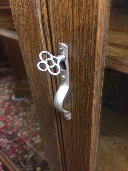 Antique Bookcase, Oak Bookcase, Bookshelf with Glass Doors - Image 5