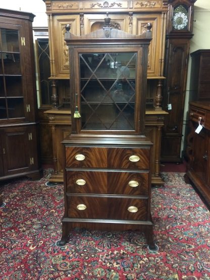 Petite Federal Bookcase, Vintage Bookcase, Mahogany Bookcase Cabinet