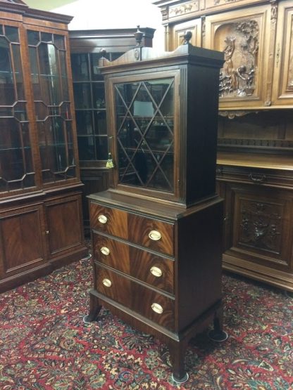 Petite Federal Bookcase, Vintage Bookcase, Mahogany Bookcase Cabinet