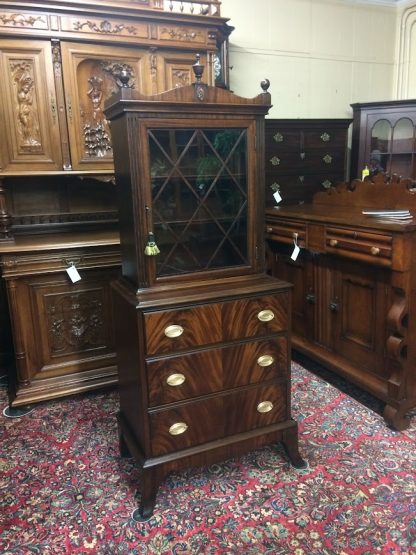 Petite Federal Bookcase, Vintage Bookcase, Mahogany Bookcase Cabinet