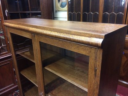 Antique Bookcase, Oak Bookcase, Bookshelf with Glass Doors - Image 11