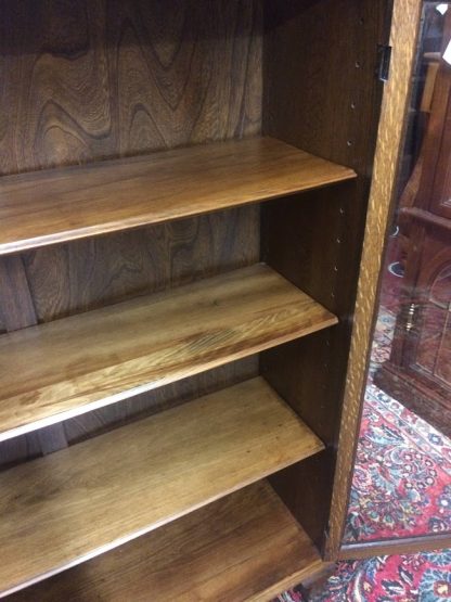 Antique Bookcase, Oak Bookcase, Bookshelf with Glass Doors - Image 9