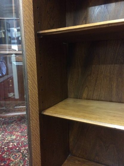 Antique Bookcase, Oak Bookcase, Bookshelf with Glass Doors - Image 7