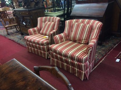 High-Quality Accent Chairs, Striped Chairs, Barrel Back Chairs, Red and Gold Chairs