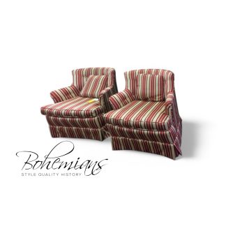 Accent Chairs, Striped Chairs, Barrel Back Chairs, Red and Gold Chairs