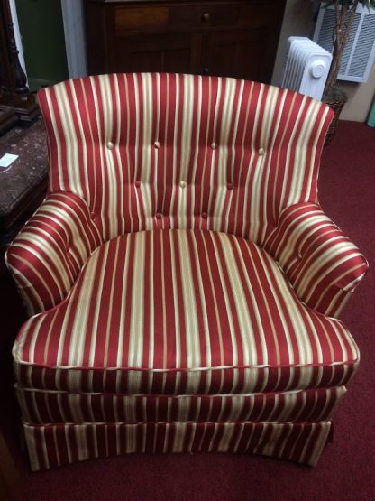 Vintage Accent Chairs, Striped Chairs, Barrel Back Chairs, Red and Gold Chairs - Image 3