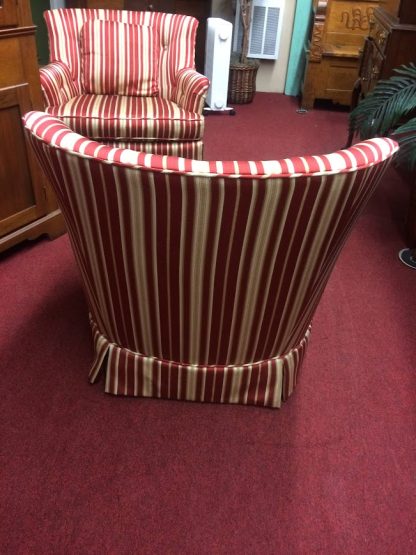 Vintage Accent Chairs, Striped Chairs, Barrel Back Chairs, Red and Gold Chairs - Image 6