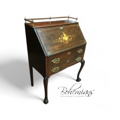 Antique Secretary Desk, Inlaid Desk, Lady's Writing Desk