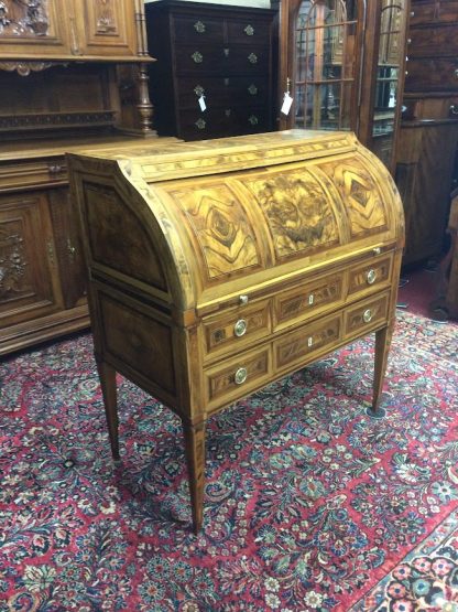 Antique Cylinder Roll Desk, Italian Antique Desk, Burl Wood Desk - Image 17