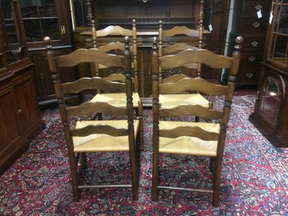 Vintage Dining Chairs, Ladder Back Chairs, Rush Seat Chairs, Set of Four