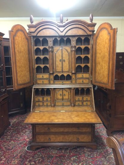 Vintage Secretary Desk, Leather Topped Secretary Desk, Attributed to Maitland Smith