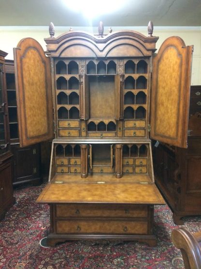 Vintage Secretary Desk, Leather Topped Secretary Desk, Attributed to Maitland Smith