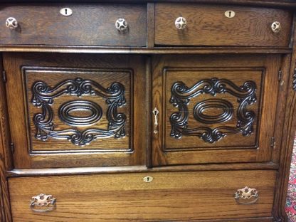 Antique Oak Buffet, Carved Oak Buffet with Cabinets, Victorian Buffet Sideboard, Back Bar, Curio Cabinet - Image 13