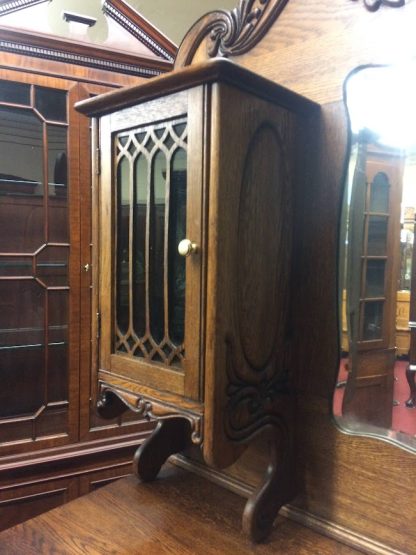 Antique Oak Buffet, Carved Oak Buffet with Cabinets, Victorian Buffet Sideboard, Back Bar, Curio Cabinet - Image 11