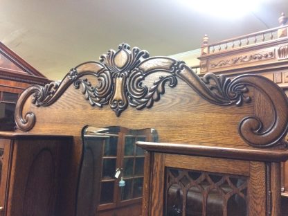 Antique Oak Buffet, Carved Oak Buffet with Cabinets, Victorian Buffet Sideboard, Back Bar, Curio Cabinet - Image 10