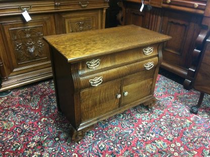 Antique Oak Cabinet, Small Server Cabinet, Oak Washstand Cabinet