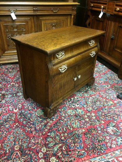 Antique Oak Cabinet, Small Server Cabinet, Oak Washstand Cabinet - Image 7