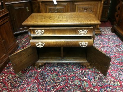 Antique Oak Cabinet, Small Server Cabinet, Oak Washstand Cabinet