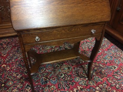 Antique Secretary Desk, Oak Secretary Desk, Small Oak Desk, Victorian Antique Oak Drop Front Secretary Desk - Image 5