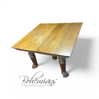 Antique Oak Dining Table, Claw Foot Oak Table, Extension Table, Dining Table with Leaves